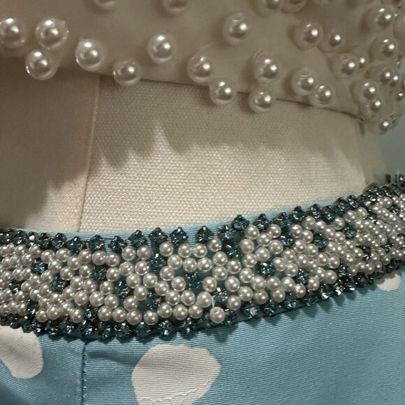 Sherri Hill Two Piece Prom Dress sz 6 Mermaid Light Blue White32226 Retro Formal - Picture 7 of 16